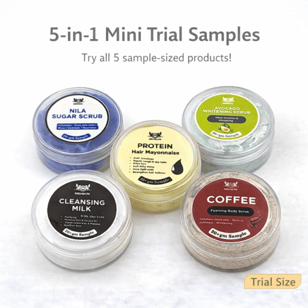 5 in 1 Nila Scrub, Protein Hair Mayonnaise, Coffee Foaming Scrub, Cleansing Milk, Avocado Whitening Scrub