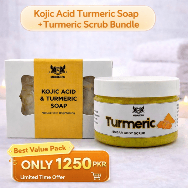 Pack of Kojic Acid Turmeric Soap + Turmeric scrub