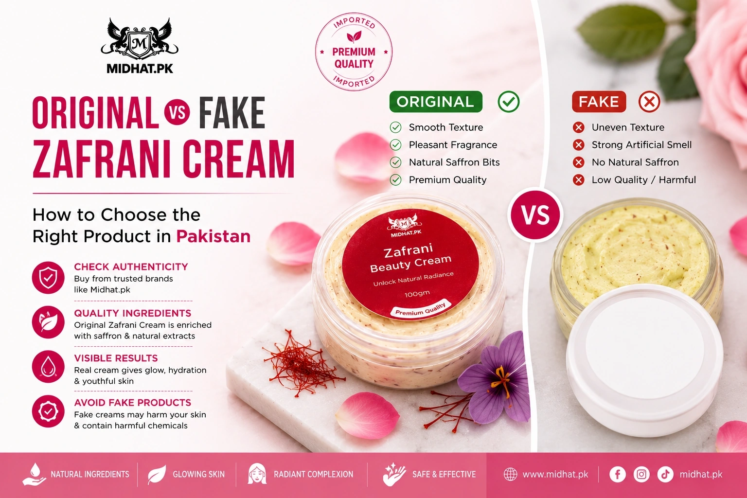 Original vs Fake Zafrani Cream Comparison